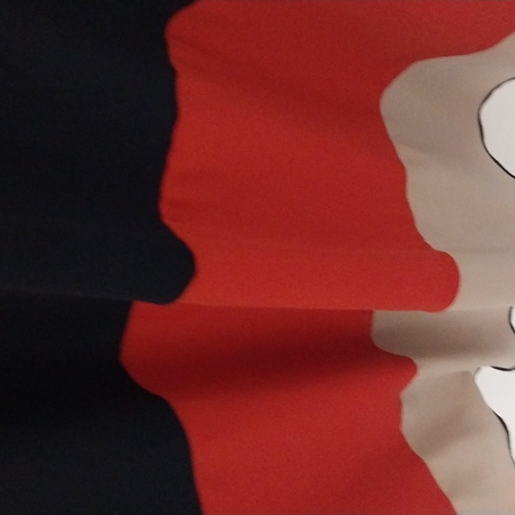 Navy orange tan three quarter sleeve dress - Picture 2 of 4